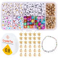 1 Box Round Acrylic English Alphabet Letter Beads Set With Stretch Cords For Name Bracelets Jewelry Making Kit For Children Gift. 