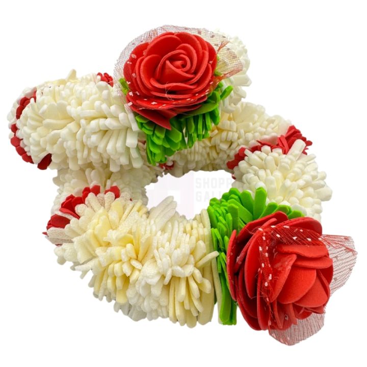 ARTIFICIAL GAJRE FLOWER KANGAN BANGLES IN RED - ARTIFICIAL FLOWER HAND GAJRA FOR WEDDINGS