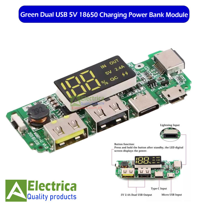 USB 2.4A Mobile Power Bank Charging Module Lithium Battery Charger Board by Electrica