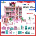 Princess Big Villa DIY Dollhouse for Girls  Pink Princess Castle Play House with Slide Yard and Furniture  DIY Building Set for Kids  Dream Palace Role Play Toy with Dolls  Best Gift for Girls Age 3-10 Years  Toy Doll House  ToyzRusPk  3D Assembled. 