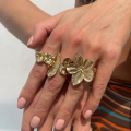 New 2026 6Pcs/Set Vintage Flower Metal Rings Baroque Imitation Pearl Ring Female Niche Exaggerated Open Ring Fashion Jewelry Rings. 