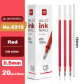 Deli 20Pcs/lot Gel Pen Refill 0.5mm Ink Black Red Blue Colors Refills Writing Signature School Stationery Supplies Pen Core Gift. 