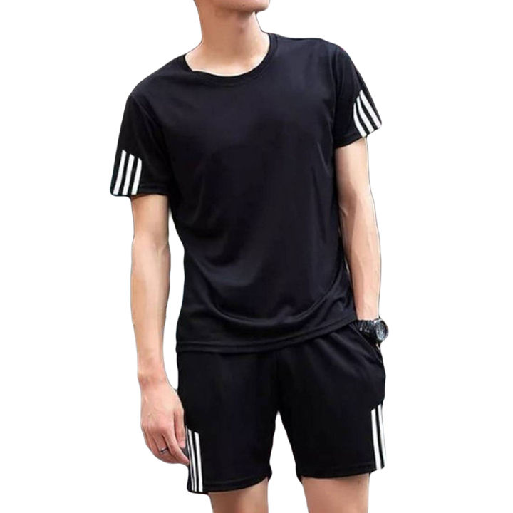 Men,s Gyms T Shirts And Shorts Two Piece Tracksuit Quick Dry Breatheable Sets For Workout Running Tennis