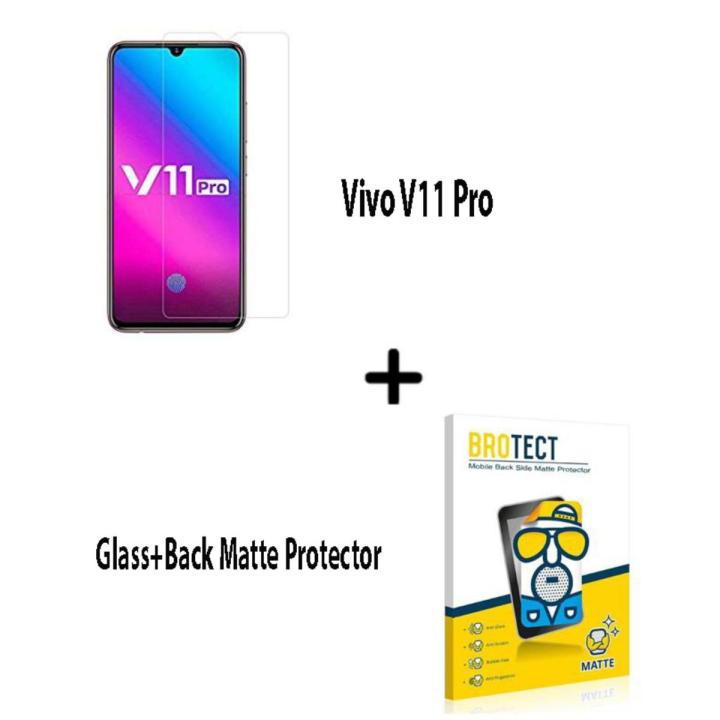 Vivo V11 Pro Polish 2.5D Tempered Glass Screen Protector + Back Matte Protector Soft Skin Sheet Soft Film Protection For Vivo V11 Pro