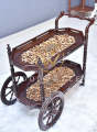 Maharaj Hand Carved Tea Trolley-Premium Sheesham Wooden Storage Trolley With Wheels Spices Rack, Coffee, Serving, Table,Tea Cart Trolley bar Cart for Home Kitchen Hotel Standard Size Natural Teak Modern Style-Customize. 