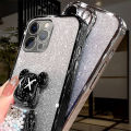 For Vivo Y18 / Vivo Y18e Casing case with Cartoon 3D Bear Stand Luxury Slim Gradient Plating Glitter Girls Stylish Back Cover Clear Soft Silicone Protective Cases Pouch. 