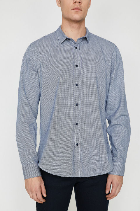 Koton%20Men's%20Navy%20Blue%20Button%20Detailed%20Shirt%209KAM64336OW%20-%20Image%204
