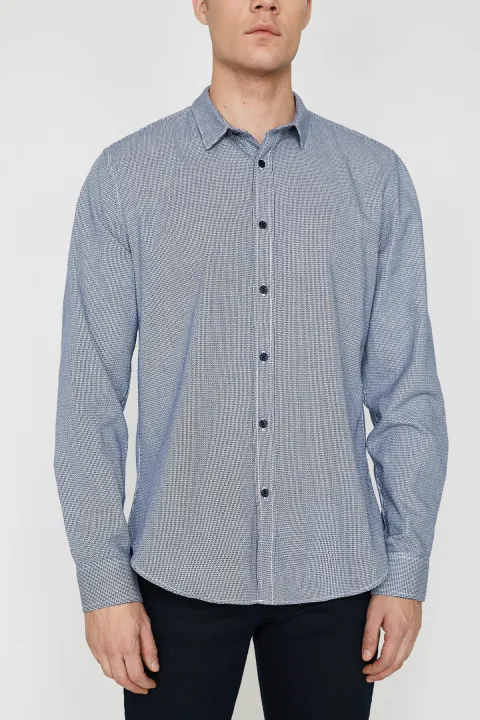 Koton%20Men's%20Navy%20Blue%20Button%20Detailed%20Shirt%209KAM64336OW%20-%20Image%204