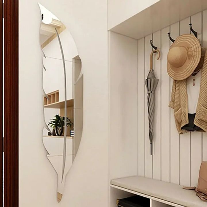Silver Acrylic leaf mirror for wall decoration