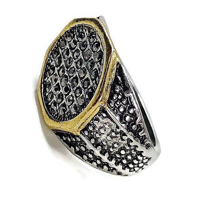Silver Stainless Steel Italian Style Ring With Zircon For Men