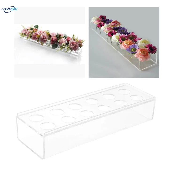 Acrylic%20Flower%20Vase%20Clear%20Vase%20Rectangular%20Low%20Flowers%20Container%20Modern%20Vase%20for%20Table%20Vase%20for%20Dining%20Table%20Office%20Decoration%20,%2012%20Holes%20-%20Image%209