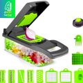 Vegetable Chopper cutter Slicer Multifunctional 14 in 1 Food Choppers Onion Chopper Vegetable Slicer Cutter Dicer Veggie Chopper with 8 Blades, Colander Basket, Container for Salad Potato Carrot Garlic. 