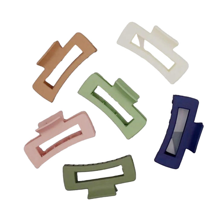 Pack of 4 Matte Transparent and Matte Solid Girls Hair Claws Rectangle Hair Clips for Women Simple Elegant Hair Accessories (Multi Colors)