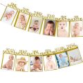 Happy Birthday Photo Frame Banner for First Birthday Party Decoration Kid Baby Boy Girl My 1st One Year 12 Month Newborn Garland. 