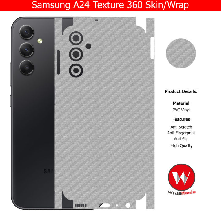 Samsung%20Galaxy%20A24%20Skin/Wrap%20360%20Protection%20Sheet/%20Carbon%20fiber/%20Matte/%20Transparent/%20Lamination%20Back%20And%20Sides%20Included%20Camera%20Skin%20-%20Image%203