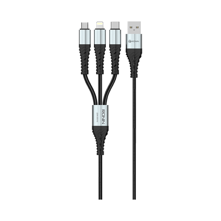 RONIN R-305 Cable TYPE C,3.5MM AND IOS FAST CHARGE  ronin cable for android ronin cable for iPhone 3IN1 FAST OPTION