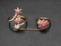 Double  Finger Cuff Ring with Zircon trendy for Girls women high quality golden. 