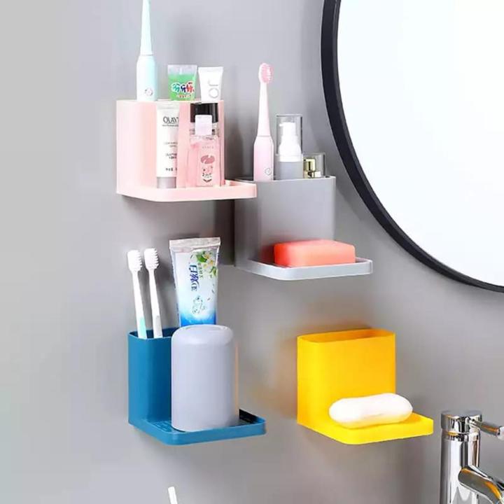 Multifunctional Bathing Wall-mounted Storage Rack Toothbrush Holder Shower Shelf Super Bathroom Accessories