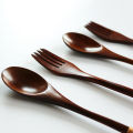 Korean Wooden Tableware Creative Color Wooden Spoon Two-piece Set Solid Wood Long Handle Couple Spoon Chopsticks Portable Tableware. 
