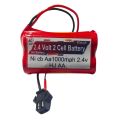 2.4 Volt 1000 Mah 2 Cell Battery 2.4V AA Ni-MH Battery 2*AA Cell Pack Rechargeable SM 2Pin Connector. 