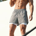 Men's 2 in 1 Running Shorts with Pockets Compression Liner Gym Training Fitness Workout Short Pants. 