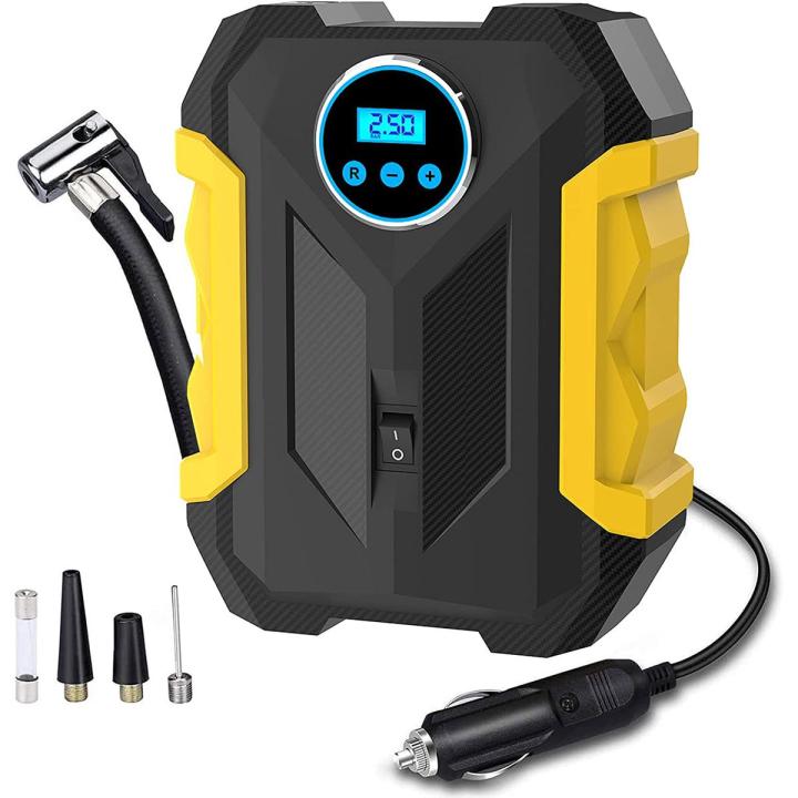 Carsun 150 PSI Digital Car Tire Inflator Portable Air Compressor Pump with LED Lamp for Bikes Motorcycles (YELLOW)