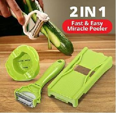 Miracle Peeler 2 In 1 Julienne Peeler Mandolin Vegetable Slicer Cutter