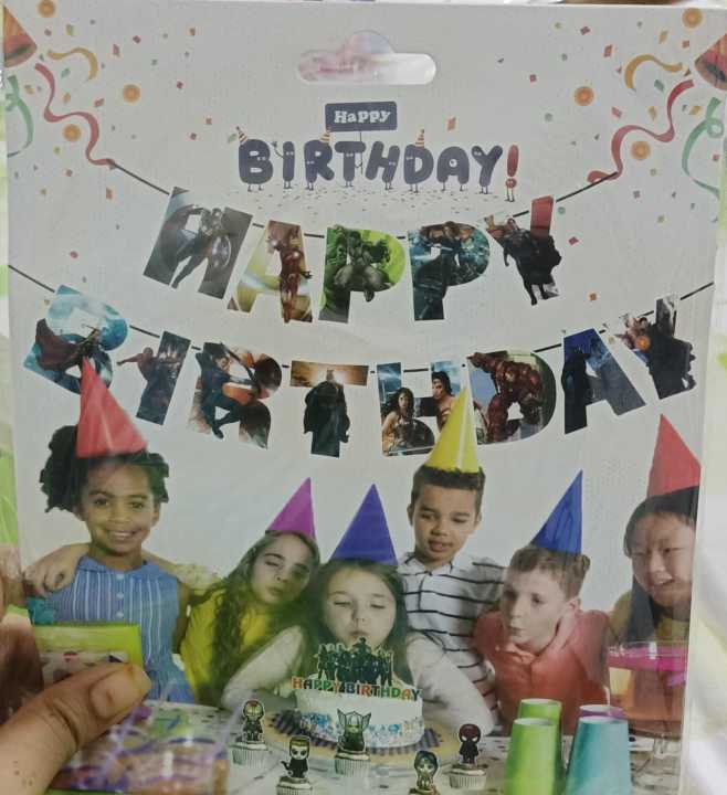 Happy birthday Theme Party Decoration Banner/Bunting, Avengers party Favors for Kids Birthday Decoration(Banner/Bunting with Ribbon)