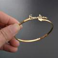 Customized Nameplate Name Bracelet Personalized Custom Cuff Bangles Women Men Rose Gold Stainless Steel Jewelry. 