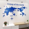 World Map Acrylic Solid Crystal Bedroom Wall With Living Room Classroom Stickers Office Decoration Ideas. 
