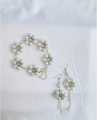 MARSHA'S Aesthetics- Trendy & High Quality Big Size White Pearl Jewelry set for a Stylish Look - New Flower Bracelet & Earrings set - for Girls Fashion. 