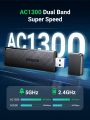 UGREEN AC1300 USB WiFi Adapter 5G 2.4G Dual Band USB 3.0 WiFi Dongle for Desktop PC Mini Wireless Computer Network Adapter Compatible with Windows 11/10/8.1/8/7, MacOS 10.11 Above. 