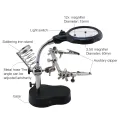 TE 801 Welding Magnifying Glass 2 LED Auxiliary Clip Magnifier 3 In 1 Hand Soldering Solder Iron Stand Holder Station Soldering Helping Hand Soldering Stand Mobile Repairing Accessories. 