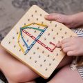 Rubber Leo Board Game (Art Toy), Geo Board Game play with rubber,Rubber band pattern board Mind creativity Game. 