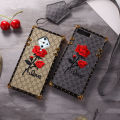 【BestGO】3D Embroidery Rose Flower Phone Case For VIVO S1 Pro Luxury Plating border Square Back Cover + Lanyard. 