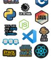 Buy 13 Pcs Cool Programming Language Stickers - Sticker For Mobile - Laptop Size 2 inch x 2 inch. 