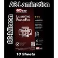 Premier quality laminating film thickness 80Mic Size  A3 (310mmx435mm). 