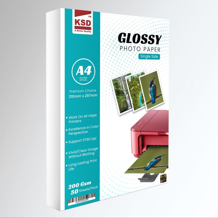 KSD A4 SINGLE SIDE GLOSSY PHOTO PAPER 50SHEETS (200GSM)