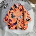 elegantstunning Summer Men Loose Tops Trendy Sunflower Printing Hawaii Couple Beach Shirt Casual Loose Cardigan T-shirt. 