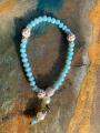 Hand-Made Elastic Bracelate Light-Blue Color Beads and Off-White Pearl Beads -Tasbih 33Beads 6mm Tasbeeh/Bracelate, Crysta Beads Tasbih.. 