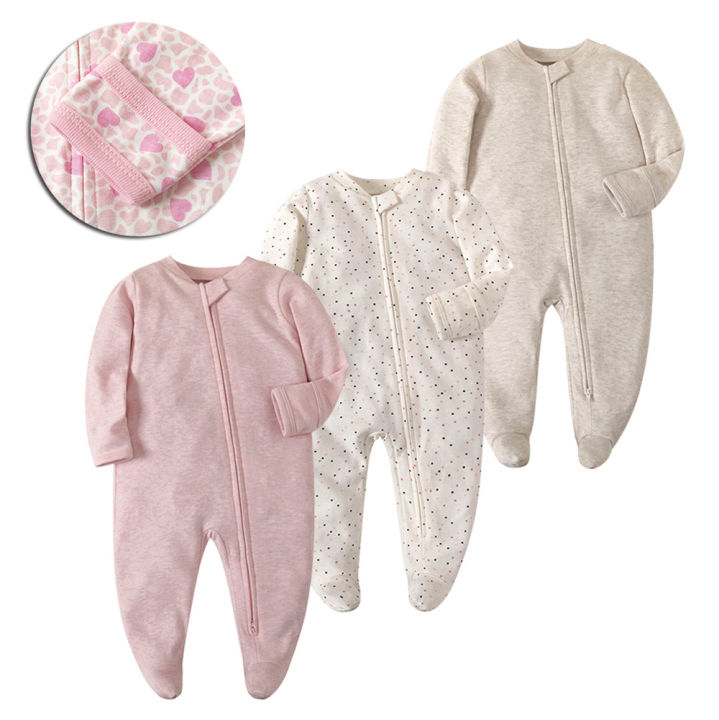 Baby onesies, long-sleeved zippers, fart clothes, crawling clothes, foot wrapping pajamas, baby clothes, summer air-conditioned clothes