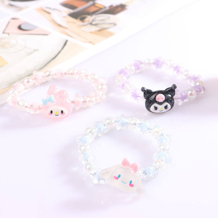 Cinnamoroll Kuromi My Melody Cartoon Cute Crystal Couple Bracelet Anime Toys For Girl Birthday Gift Mzea