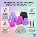 12-Pack Heatless Hair Curling Rollers Set (12 PCS) | Instant Volume & Curls | No Heat Damage | Easy Styling at Home. 