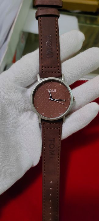 TOMI Unisex Analog Watch – Textured Dial – Leather Strap – Elegant ...
