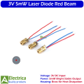 3 pcs Laser Diode Brass Module 3V 5mW Red 650nm 6mm OD for DIY, CNC & Electronics Projects by Electrica. 