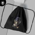 Monkey gangster head Black Drawstring Bag For (Boys & girls). 