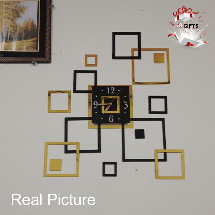 Modern%20Square%20Frame%20Clock,%20squares%20clock%20for%20home%20office%20and%20room%20decor%20,%20elegant%20and%20simple%20box%20clock%20with%20(%20mdf%20black%20and%20golden%20acrylic)%20-%20Image%202