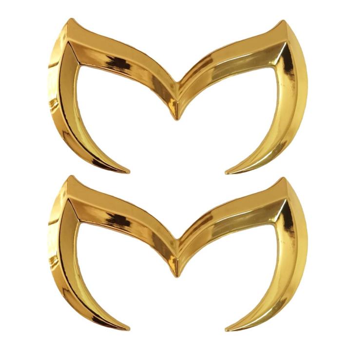 2X Gold Evil M Logo Emblem Badge Decal for Mazda All Model Car Rear Trunk Decal Sticker Nameplate Decor Accessories