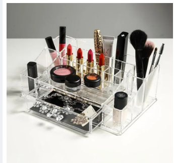 Clear Acrylic Cosmetic Organizer Makeup Drawer Organizer Lipstick Liner Brush Lip Gloss Holder with Drawer Jewelry Case