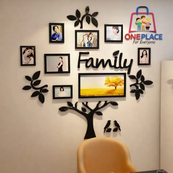 Family Tree 3D Wooden Laser Cut Wall Decoration | Photo Frame Wall Art ...
